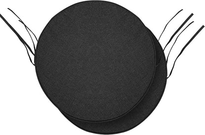 Outdoor Round Chair Cushions 15 Inch, Set of 2, Black | Fade-Resistant, Water-Resistant, Bistro Chair Seat Pads for Porch Garden Balcony Patio Furniture Stools, Non-Slip Bottom