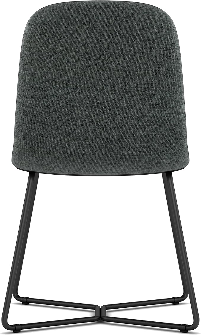 SIMPLIHOME Wilcox Contemporary Dining Chair (Set of 2) in Charcoal Grey Woven Fabric for the Dining Room