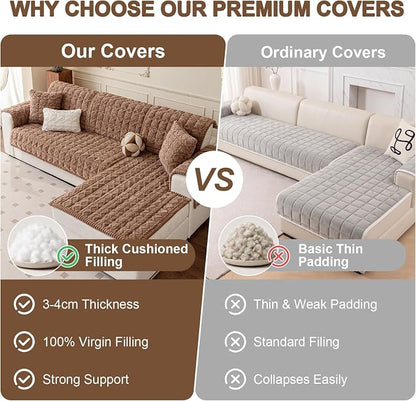 OstepDecor Couch Cover for Dogs, Washable Non Slip Sofa Cover for Pets | Soft Couch Covers for Sofa, Loveseat and Sectional, Furniture Protector Against Pet Hair & Dirt (27.6" x 86.6", Coffee)
