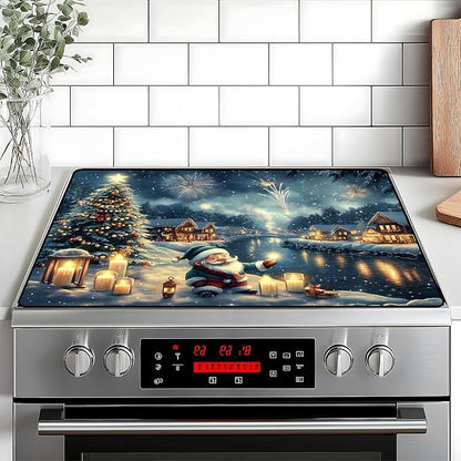 Christmas Stove Top Cover Snowman Stove Top Cover for Home Decoration Kitchen Pad Non-Stick Washable Cooktop Covers Countertop Protector Keep Stove Clean 28"x20" (Snowhouse)