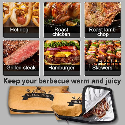 BBQ Blanket for Resting Meat, 21in Reusable Smoker Grilling Meat Insulated Resting Bag with Handle for Large Brisket/Pork Shoulders/Turkeys,Gifts for Men