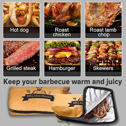 BBQ Blanket for Resting Meat, 21in Reusable Smoker Grilling Meat Insulated Resting Bag with Handle for Large Brisket/Pork Shoulders/Turkeys,Gifts for Men