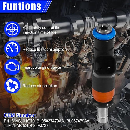 8PCS Fuel Injectors FJ732 for Ram 1500 2500 3500 5.7L HEMI 2009-2018 for Dodge Charger Challenger Durango Jeep Grand Cherokee Chrysler 300 Replacement