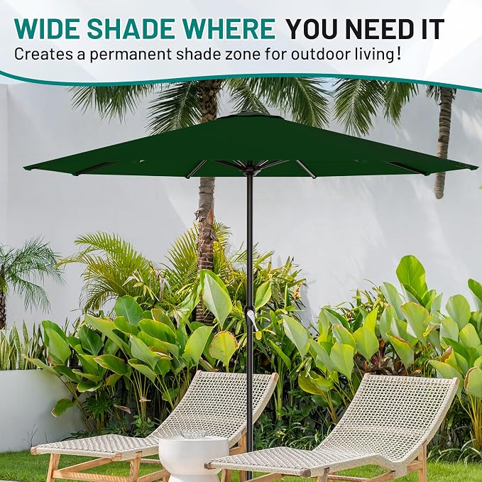 AreShark 12 FT Patio Umbrella for Outdoor, Outdoor Table Umbrella with Crank, Outdoor Patio Umbrellas with 8 Sturdy Ribs, Patio Umbrellas for Market, Garden, Pool (Dark Green)