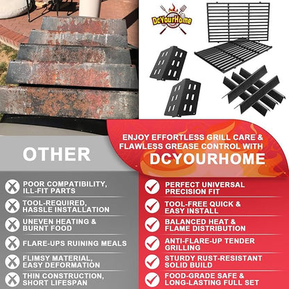 Grill Parts Kit for Weber Genesis 300 310 330 Grill Parts for Weber Genesis E330 E310 S310 S330 EP330 EP310 S320 E320 Grill Parts 7621 Flavorizer Bars 17.5", Genesis 7524 Grates, 7622 Heat Deflector