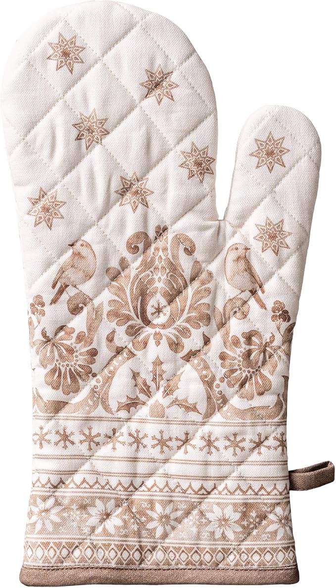 Maison d'Hermine Oven Gloves 100% Cotton Oven Mitt (7" x 13", Pack of 1) | With Loop Heat Resistant BBQ Cooking Gloves Baking Kitchen Handling Hot Pans Thanksgiving Christmas - Allure