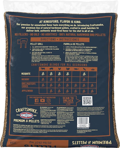 Kingsford Craftsmoke Premium Grilling Wood Pellets, Mesquite BBQ Pellets for Grilling, 100% Natural Hardwood, 20 pounds