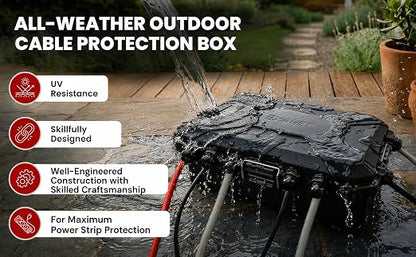 [IMPROVED MODEL] Large Outdoor Electrical Box-13 X 8.7 X 5.2 INCHES, MAXIMUM Water-Protection Extension Cord cover with Metal Latches, Power cord Box for Plugs, Outlets, Christmas Lights, strips.BLACK