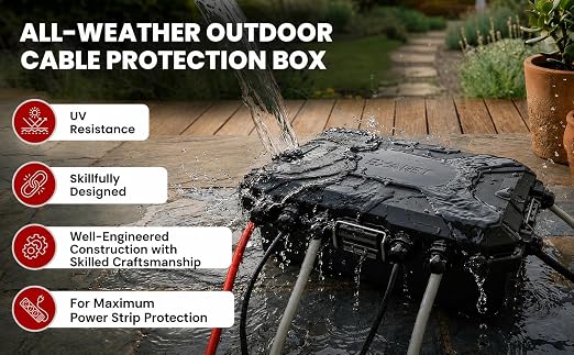 [IMPROVED MODEL] Large Outdoor Electrical Box-13 X 8.7 X 5.2 INCHES, MAXIMUM Water-Protection Extension Cord cover with Metal Latches, Power cord Box for Plugs, Outlets, Christmas Lights, strips.BLACK