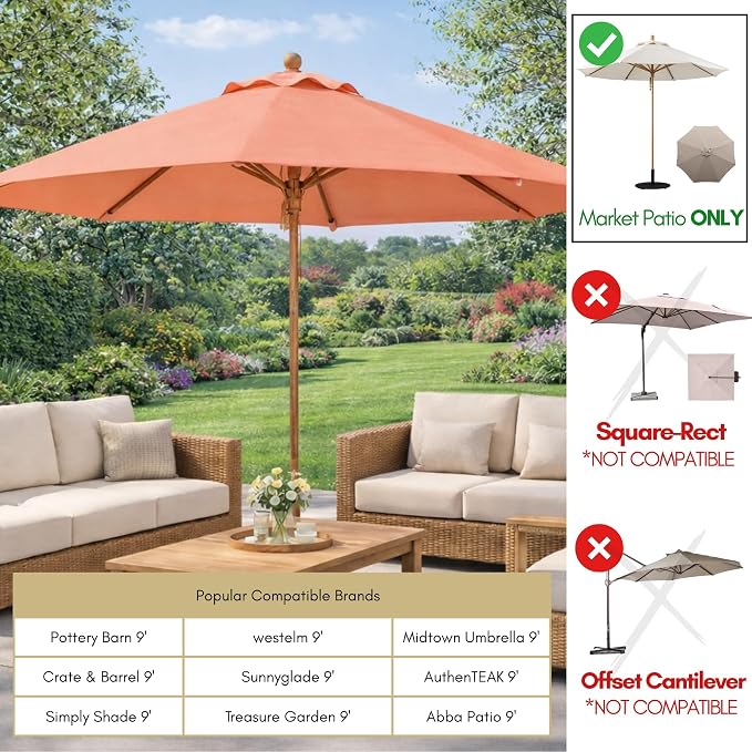 Formosa Covers 9ft 6 Ribs Market Patio Umbrella Replacement Canopy - Top Canvas - 600D UV Protective and Water Resistant Umbrella Fabric - Premium Quality Replacement Canopy Cover ONLY (Peach Coral)