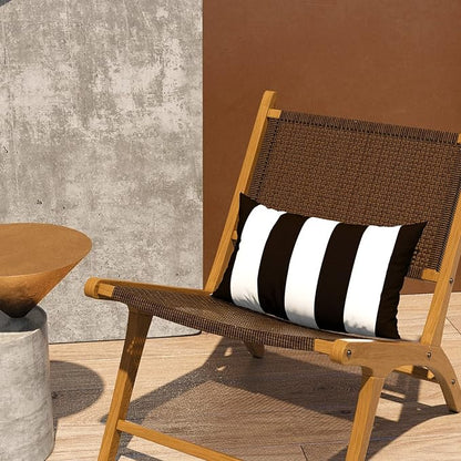 LVTXIII Outdoor/Indoor Lumbar Pillow Case Covers ONLY, 12” x 20” Patio Garden Decorative Lumbar Pillow Covers Pack of 2 for Outdoor Home Patio Furniture Use - Cabana Black
