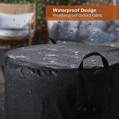 SheeChung Fire Pit Cover Round for Solo Stove Yukon 27"-29",Waterproof Smokeless Fire pit Cover,Outdoor Yukon Shelter 600D Polyester Cover,Fits for Gas/Table/Bowl Fire pits 29"D x 18"H