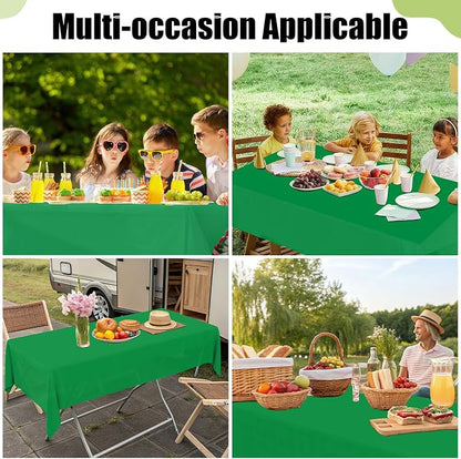 Smiry Disposable Table Cloth 3 Pack, 84 Inch Round Waterproof Plastic Tablecloth, Decorative Round Table Covers for Party, Birthday, Picnic, Green