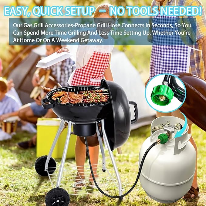 6 Feet for Weber Adapter Hose for Weber Travelev Grill, for Weber Traveler Grill Accessories for Weber Q 1000 for Weber Q Series, and for Weber Traveler Gas Go-Anywhere Grills Propane Adapter.
