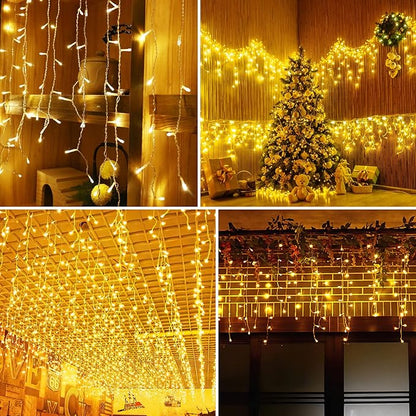 AGIRL 400 LED Icicle Lights Outdoor 32.8Ft 75 Drops Icicle Christmas Halloween Lights 8 Modes Waterproof Fairy String Lights for Indoor Bedroom Garden Wedding Porch Decoration