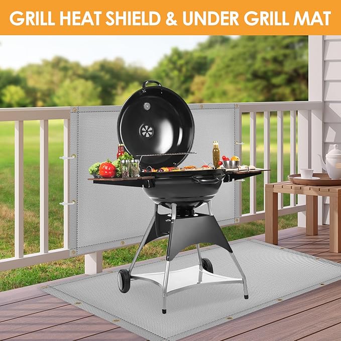 3'x4' Fireproof Heat Shield for Wall Behind Grill Protect Deck Fence from Grill Heat, Heat Shield Grill Mat, Stove Wall Protector Fridge, Grill Mat Accessories Compatible with Blackstone, Grey