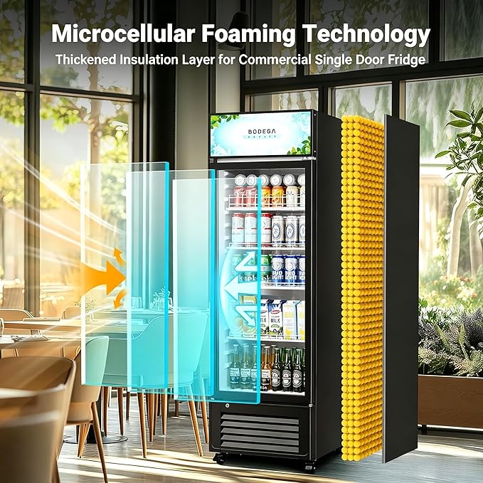 BODEGACOOLER Commercial Beverage Refrigerator, 300 Cans & 160 Bottles, Display Refrigerator For Beer,Soda, Merchandiser Refrigerator with Soft LED Light For Kitchen, Office, Garage, Gym,Man cave,Shop
