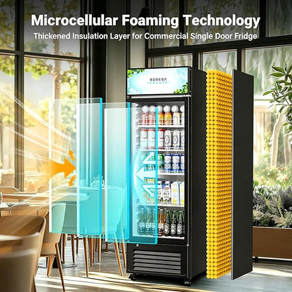 BODEGACOOLER Commercial Beverage Refrigerator, 300 Cans & 160 Bottles, Display Refrigerator For Beer,Soda, Merchandiser Refrigerator with Soft LED Light For Kitchen, Office, Garage, Gym,Man cave,Shop