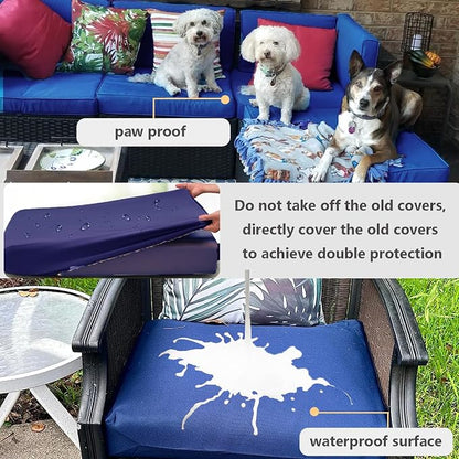 Outdoor Cushion Covers Replacement 14 Pcs, Black | Patio Cushion Covers fit for 7Pieces 6-Seater Wicker Rattan Sectional Couch Sofa Outdoor Cushion Slipcovers Set