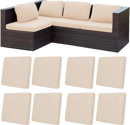 8Pcs Patio Cushion Covers, Outdoor Stretch Cushion Covers, Washable | Stretch Fit, Replacement, Washable and Reusable Furniture Protectors, Fits most patio furniture cushion covers, Cover Only