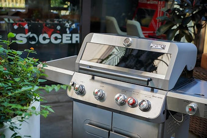 Monument Grills Mesa Series, Outdoor Barbecue Stainless Steel 4 Burner Propane Gas Grill, 62,000 BTU Patio Barbecue Grill with Side Burner, Infrared, Knob Controls, Mesa415BZ with BBQ Cover