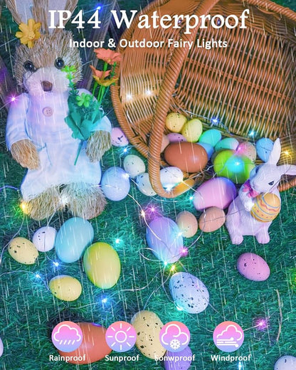 4 Pack 60 LED Fairy Lights Battery Operated with Timer, 20 FT Easter Lights | Cuttable Copper Wire, Waterproof Pastel Battery String Lights for Indoor Outdoor, Bedroom, DIY, Spring Easter Decorations
