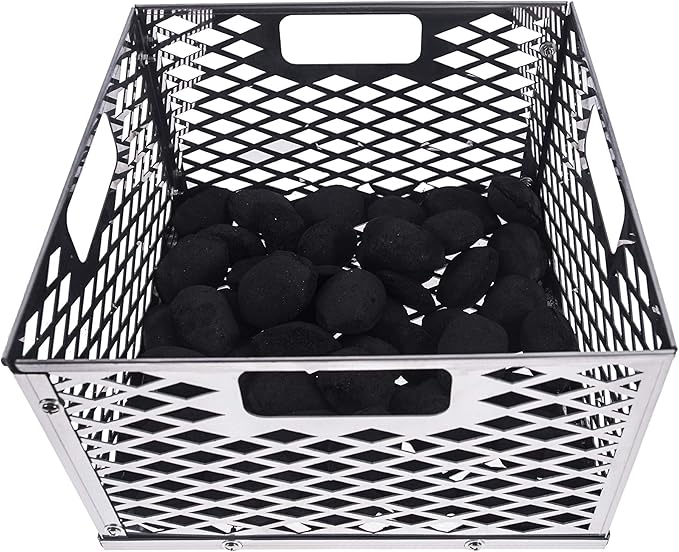Charcoal Firebox Basket for Oklahoma Joe's Highland Bandera Longhorn. Fits Most Offset Smoker Grill, Stainless Steel, 12 x 12 x 7.5 Inches