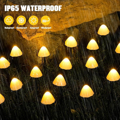 JMEXSUSS 2 Pack Solar String Lights Outdoor, 20 LED 36ft, Mushroom | Outdoor Waterproof, Warm White, 8 Modes Solar Pathway Lights for Outside Garden Patio Yard Decorations