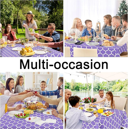 Smiry Rectangle Table Cloth, Waterproof Vinyl Tablecloth with Flannel Backing for Rectangle Tables, Wipeable Spillproof Plastic Tablecloths for Dining, Camping, Indoor and Outdoor, (60"x84", Lavender)