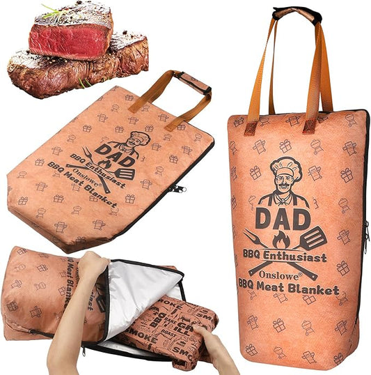 BBQ Blanket for Resting Meat, Reusable Reat Insulated Resting Bag, Smoker Meat Resting Blanket, Insulated Brisket Resting Blanket with Wide Mouth Perfect for Gifting, Dad Gift(21 in)