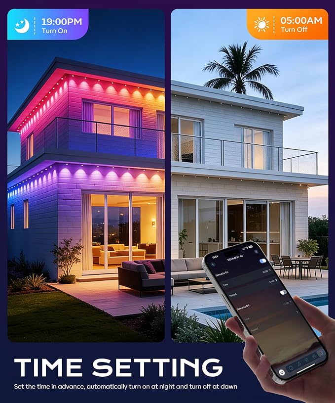 Permanent Outdoor Lights for House,50ft RGB+IC Lights with 16 Million Colors & 50 Scene Modes, App/Remote Control, IP67 Waterproof, DIY Music Sync, for Christmas, Holiday & Party Decor