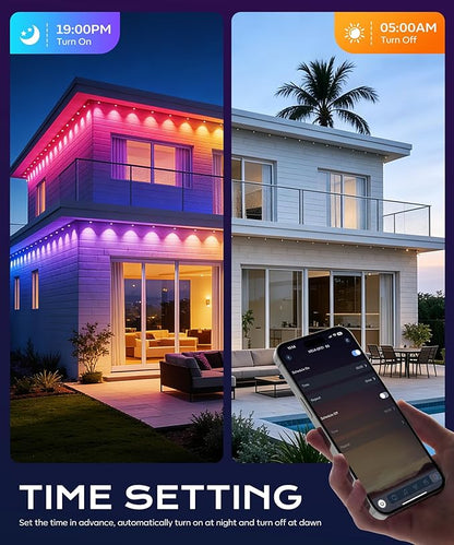 Permanent Outdoor Lights for House,50ft RGB+IC Lights with 16 Million Colors & 50 Scene Modes, App/Remote Control, IP67 Waterproof, DIY Music Sync, for Christmas, Holiday & Party Decor