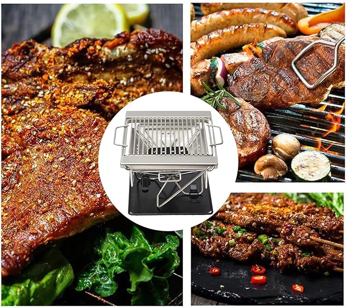 Camping Grills,Folding Outdoor Cooking Gear | Small Charcoal Grill | for Hiking Picnics Tailgating Park Party Garden Cooking Picnics