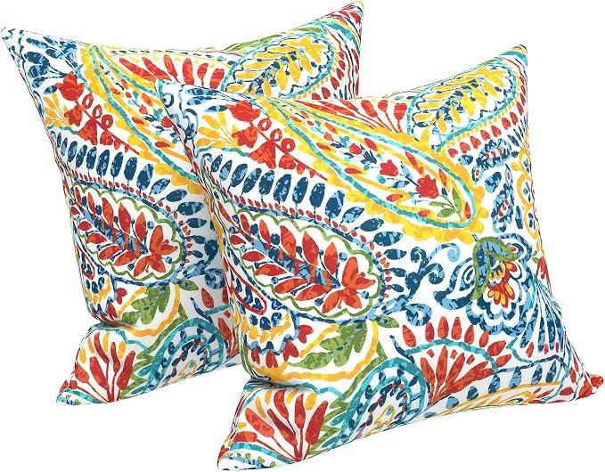 LVTXIII Outdoor Pillow Covers 20x20 Inch, 2 Pack Large Square Throw Pillow Cases, Fade-Resistant Cushion Covers for Patio Furniture Sofa, Garden Porch, Paisley Multi