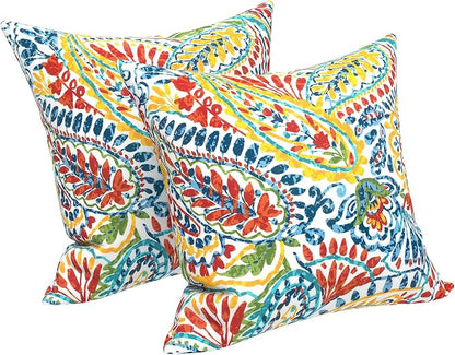 LVTXIII Outdoor Pillow Covers 20x20 Inch, 2 Pack Large Square Throw Pillow Cases, Fade-Resistant Cushion Covers for Patio Furniture Sofa, Garden Porch, Paisley Multi