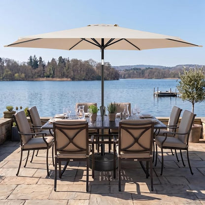 10 ft Patio Umbrella Outdoor with Push Button Tilt, Beige | UV Protection, Waterproof, Large Porch Deck Umbrella for Pool, Table, Garden, Backyard, Provides Shade