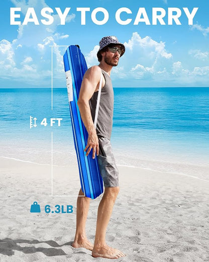 OutdoorMaster 7.2ft Beach Umbrellas for Sand with Sandbag & Anchor | 7.2ft Adjustable Umbrella for Beach, Wind Resistant, Portable UPF50+ Sunshade with Carry Bag for Patio