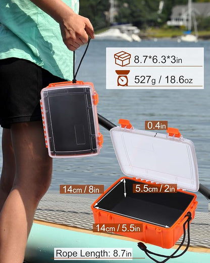 Dry Box for Boat Floating Waterproof Containers for Kayaking & Boating - Crushproof Waterproof Storage Case for Phones Drybox with Rope & Steel Hinges
