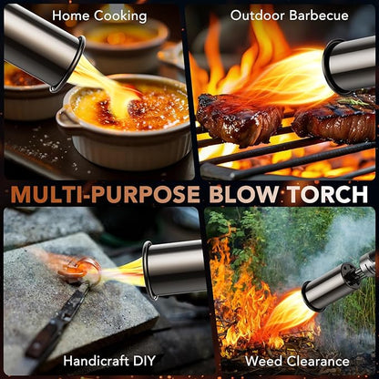 Propane Torch Gun with Safety Lock and One-Touch Max Fire – Adjustable Kitchen Cooking Torch & Flame Thrower for BBQ, Grilling, Sous Vide, Searing, Campfire Starter (Tank Not Included)