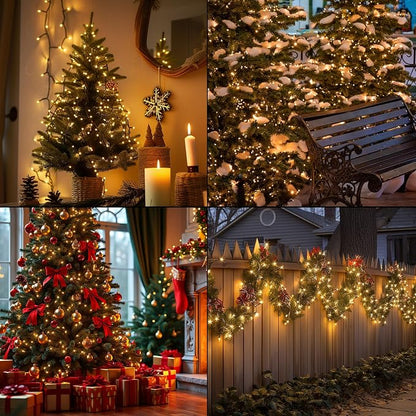 66FT 200 LED Connectable Christmas Tree Lights, End-to-End Plug 8 Modes Indoor Lights with Timer, Outdoor Indoor Fairy Lights Christmas Tree, Patio, Garden, Party, Wedding, Holiday (Warm White)