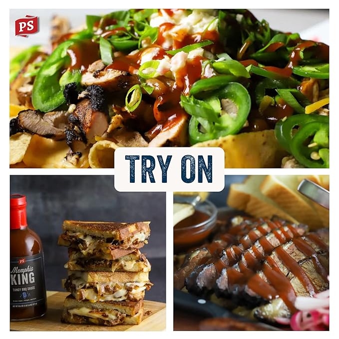 PS Seasoning Memphis King Tangy BBQ Sauce - Smoky, Sweet and Tangy All-Purpose Sauce for Marinating, Glazing, Basting, Dipping - Great on Ribs, Chicken, Pulled Pork, Burnt Ends, Tenderloin and more