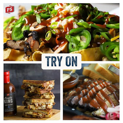 PS Seasoning Memphis King Tangy BBQ Sauce - Smoky, Sweet and Tangy All-Purpose Sauce for Marinating, Glazing, Basting, Dipping - Great on Ribs, Chicken, Pulled Pork, Burnt Ends, Tenderloin and more