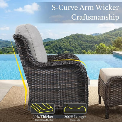 Outdoor Couch All Weather PE Wicker Patio Sofa Outdoor Sofa Deep Seating for Porch Deck Backyard-Brown/Beige