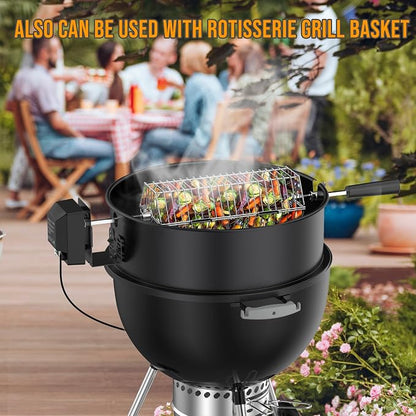Skyflame Charkettle Rotisserie Ring Kit, Black Coated Steel | Compatible with Weber 18" Charcoal Kettle Grills, Compatible with Other Similar Kettle Grills, BBQ Grill Rotisserie Kit