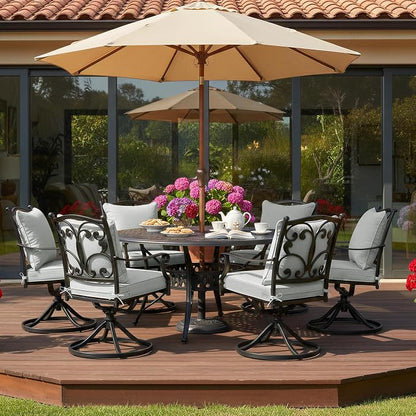 Summsun Patio Cushions for Outdoor Furniture, Faux Linen Water Resistant Backrest and Seat Cushion Set with Non-Slip Bottom, Straps, Removable Cover, 19 x 19 Inch, Light Grey, Set of 4