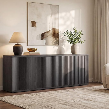 SICOTAS Buffet Cabinet with Storage Accent Sideboard Modern Credenza with Doors & Shelves Fluted Media Console Mid Century Coffee Bar Table for Living Room Kitchen Dining Room Hallway