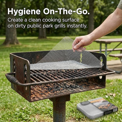 10 Pack Disposable Grill Topper, 15.3x12.2" Non-Stick Aluminum BBQ Grill Mesh Mat, Outdoor Grilling Grates Cover for Meat Veggies Fish, Baking Roasting Tray