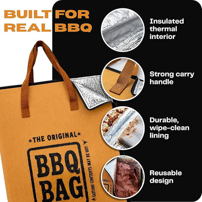 The Original BBQ Bag - Insulated BBQ Meat Resting Bag, Portable Barbecue Brisket Carry Bag with Butcher Paper, Washable Thermal Storage for Transporting Smoked Meats