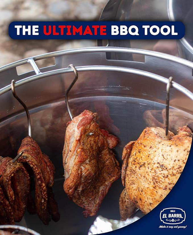 EL BARRIL 45LBS Lite Large Barrel Smoker Grill – Juicy, Even BBQ Every Time, 430 Stainless Steel, Vertical Charcoal Barrel Grill and Rust-Resistant Design, Perfect for Family, Parties & Outdoor
