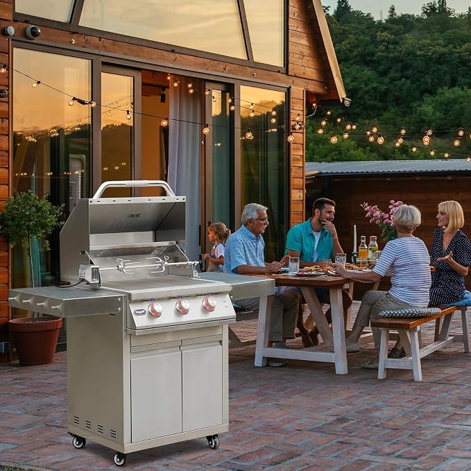 Hygrill Rotisserie Kit for All Hygrill 3-Burner Built-in Gas Grills | Grill Rotisseries with Motor, 28" Spit Rod, 2 x 4-Prong Forks, Complete Holders, and Fixing Screws